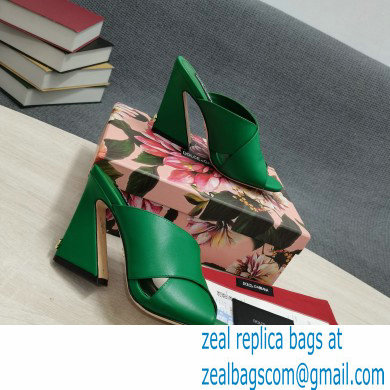 Dolce  &  Gabbana Heel 11cm Mules Calfskin Green with Geometric Heel 2022